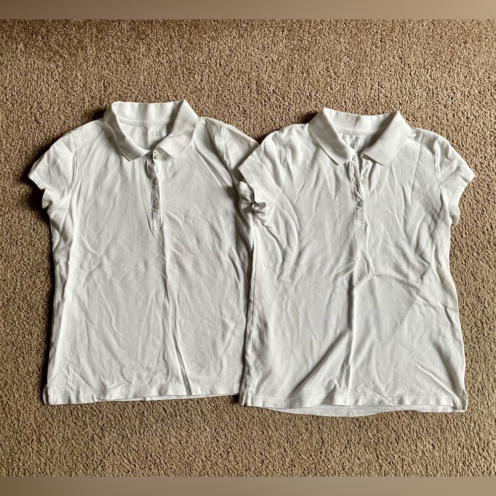 The Children’s Place, Girls White Uniform Pique Polo, Size 14/XL